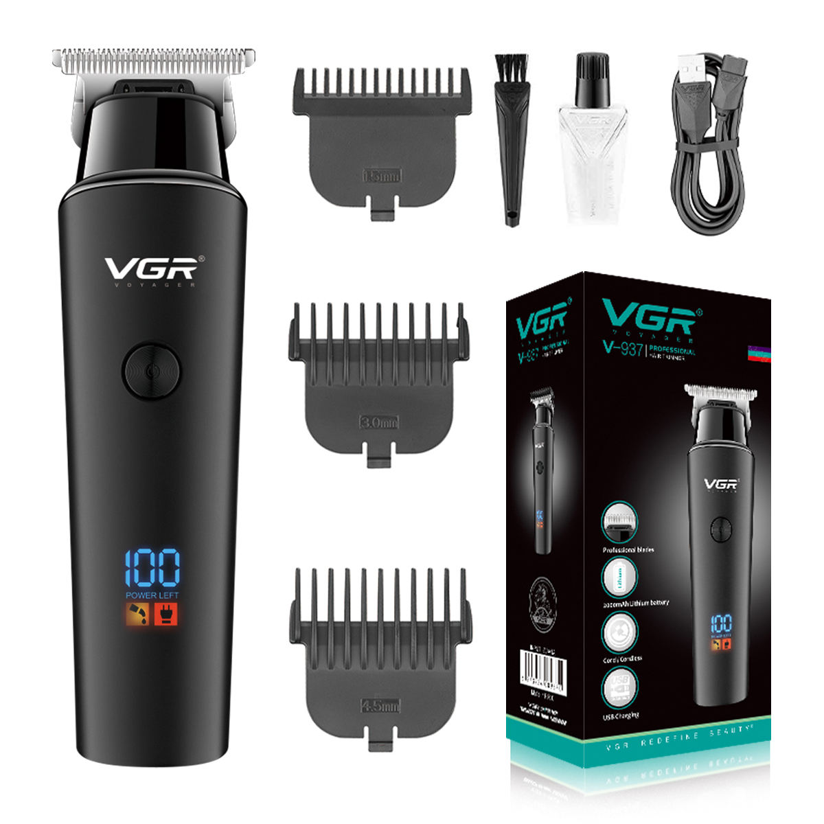 VGR V-937 USB Charging Barber Professional Cordless Electric Hair Trimmer for Men